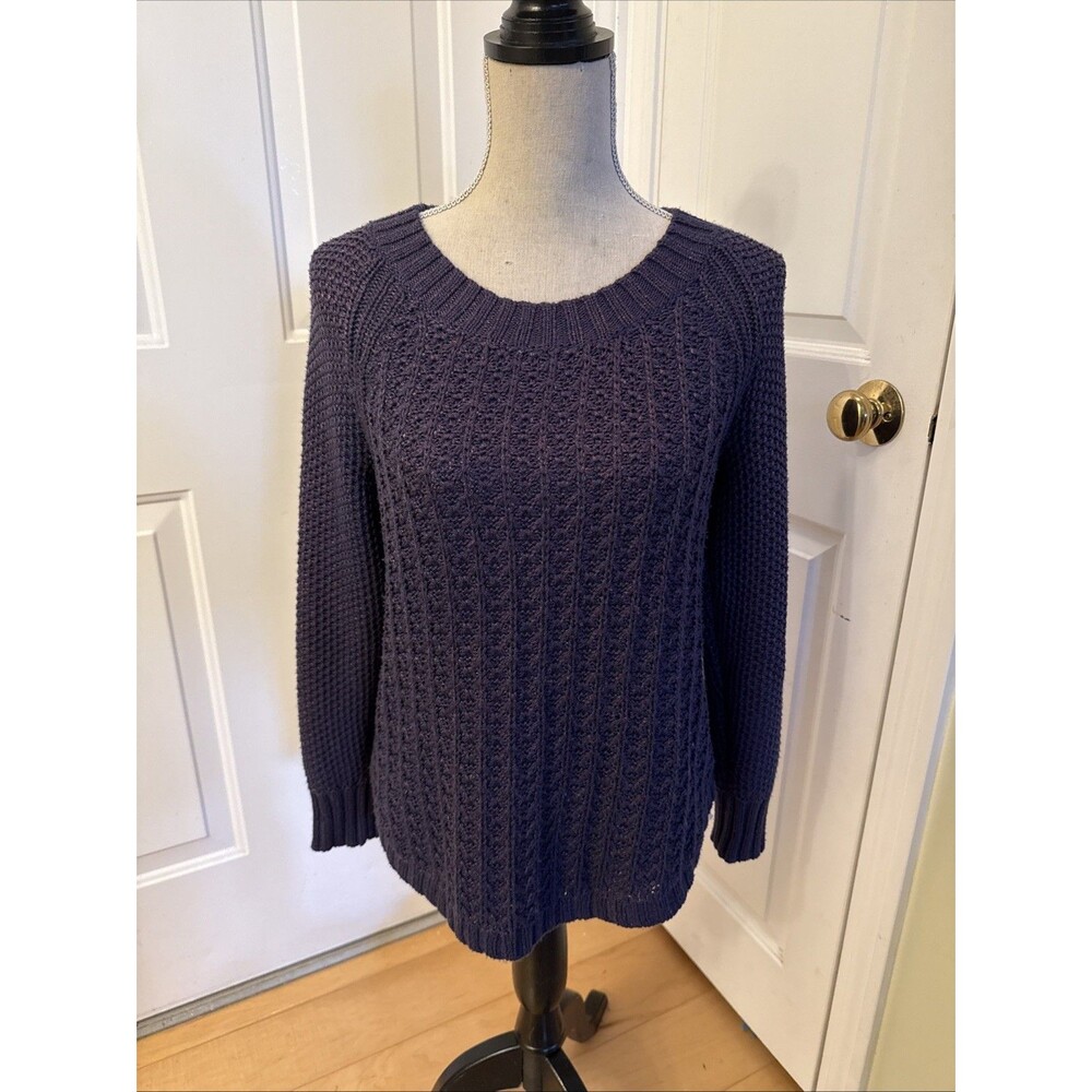 PURPLE METALLIC Calvin Klein Longsleeved Chunky Cable Knit Sweater Womens Size M